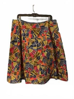 Talbots Vintage Colorful Geometric Patterned Pleated Skirt 14W